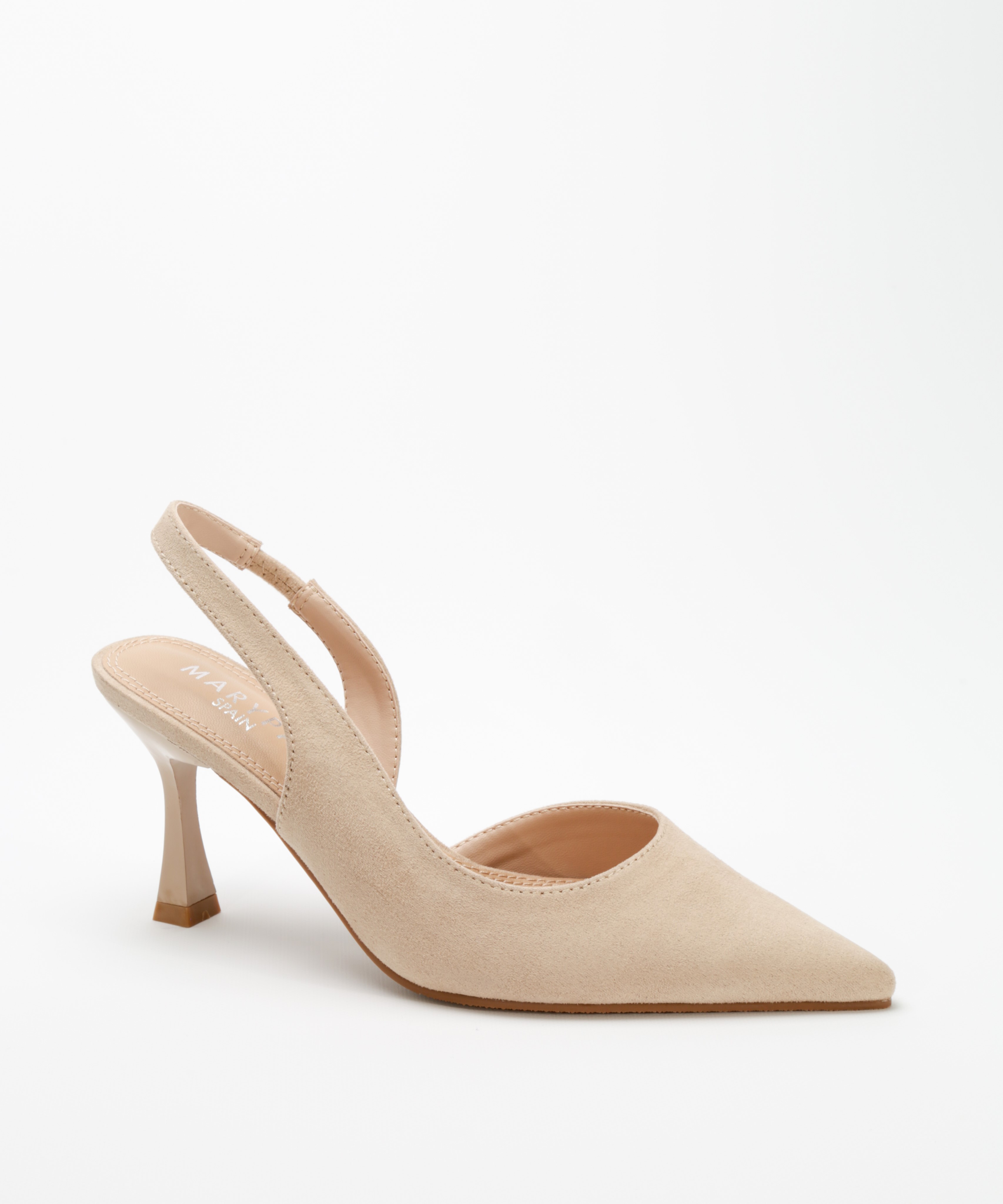 Sapato de salto aberto atr&aacute;s efeito camur&ccedil;a image number null